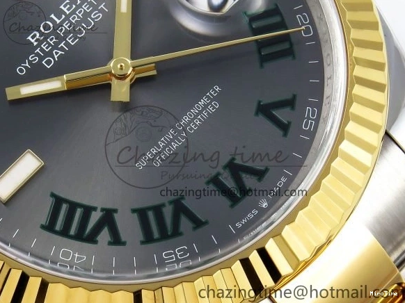 MiroTime 0131 DateJust 41 126333 Clean 1:1 Best Edition 904L Steel Gray Dial Green Roman Marker on SS YG Oyster Bracelet VR Popular 1564